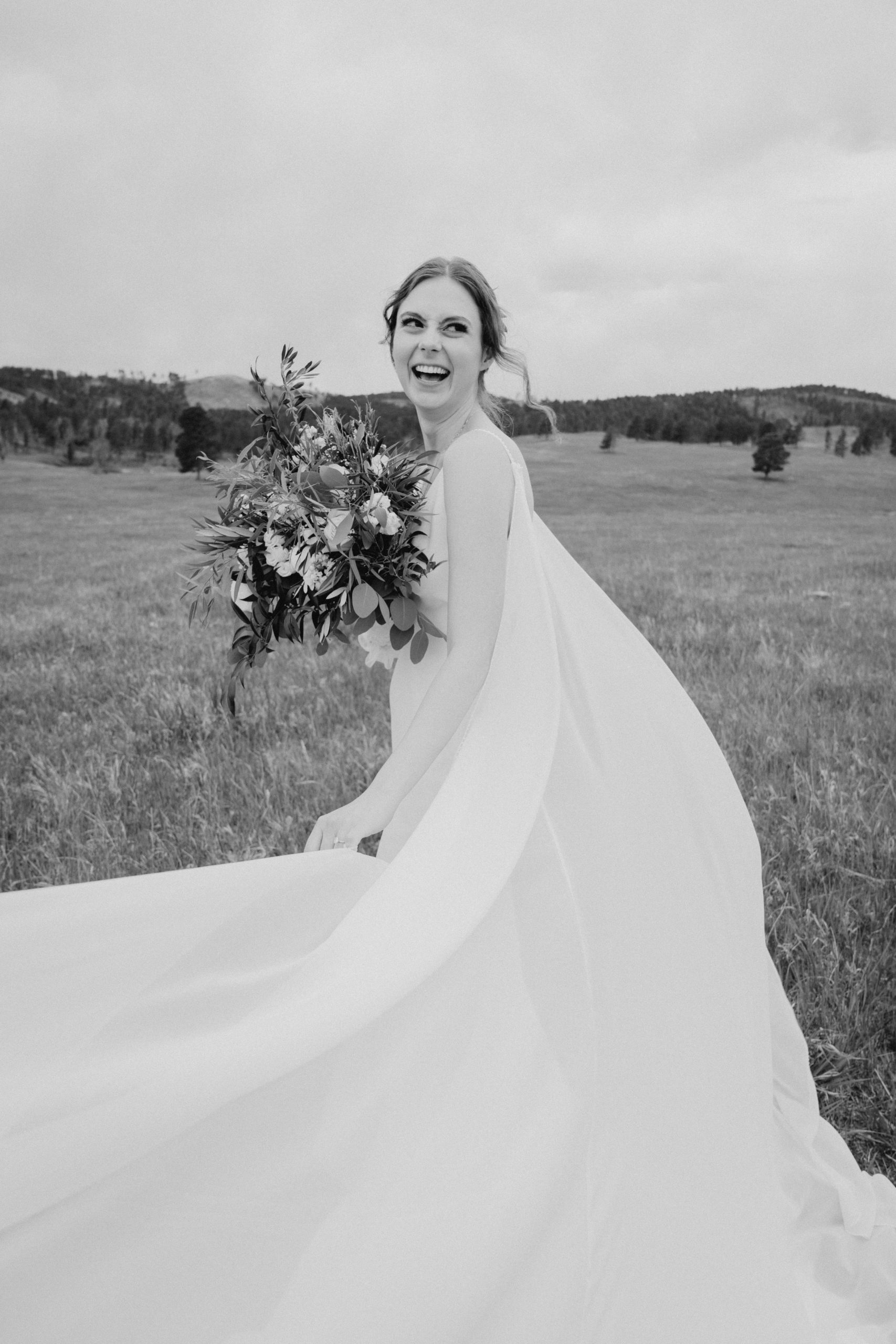 Bride smiling on her wedding day in South Dakota.